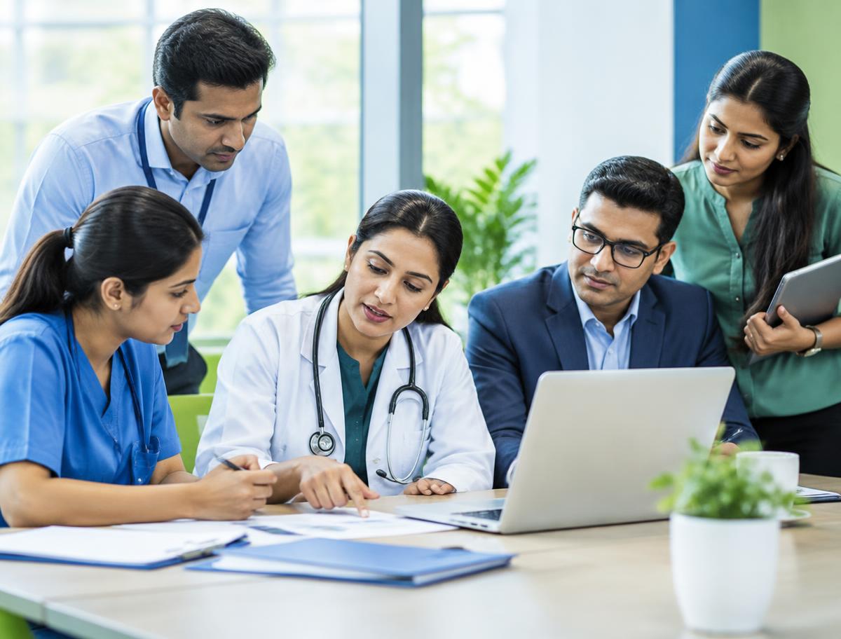 Clinical and operations professionals reviewing a project
