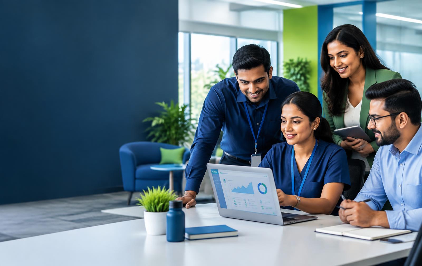Healthcare operations professionals working together